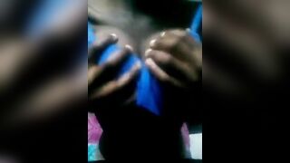 Blue bra, white pants