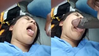 Une bite afro-américaine écrase le visage d'une infirmière indienne.